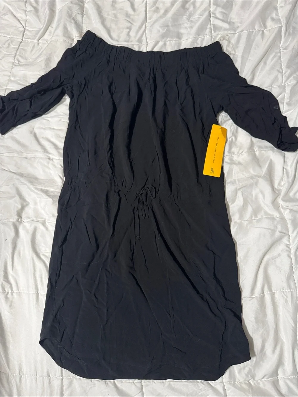 Lole Off-Shoulder Black Long Sleeve Dress - Picture 1 of 2
